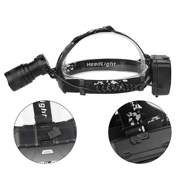 Xhp50 Headlight, Strong Light Outdoor + Usb Cable+3x18650 Battery