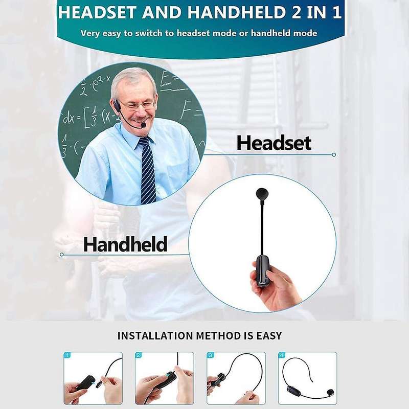 New 2 In 1 Handheld Uhf Wireless Microphone for Speech Teaching