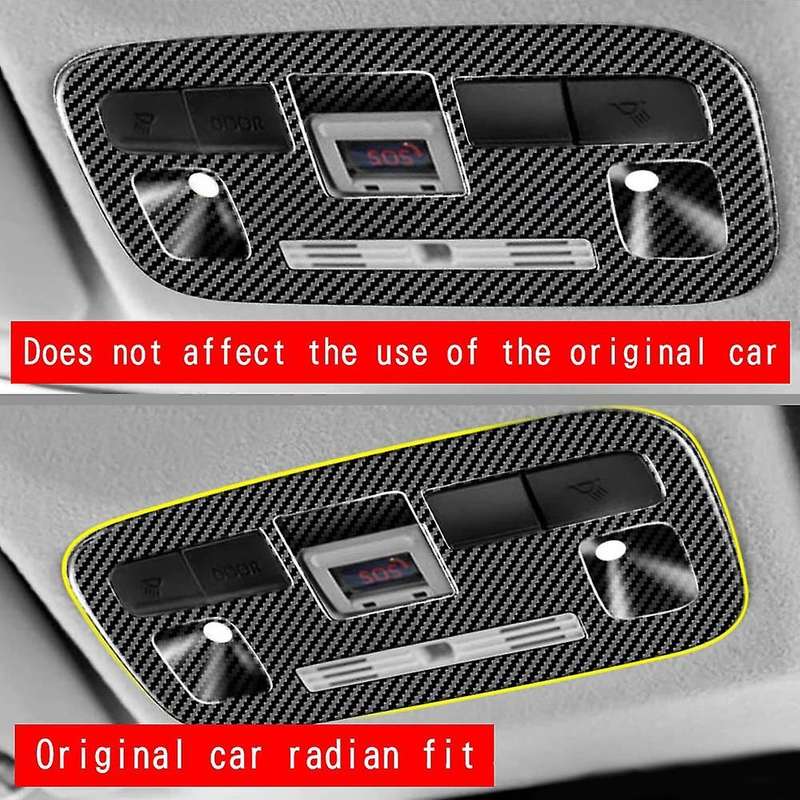 2pcs Car Carbon Fiber Interior Front Rear Reading Light Lamp Cover
