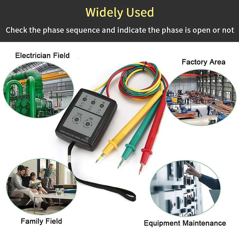 Three Phase Indicator 200v-600v Ac Rotation Tester Digital Led Buzzer