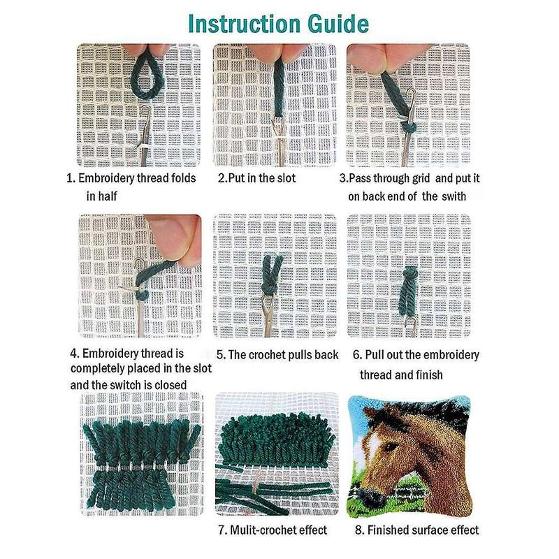 Latch Hook Kit Pillow Cover Diy for Adults&kids 16.5 X16.5inch(horse)