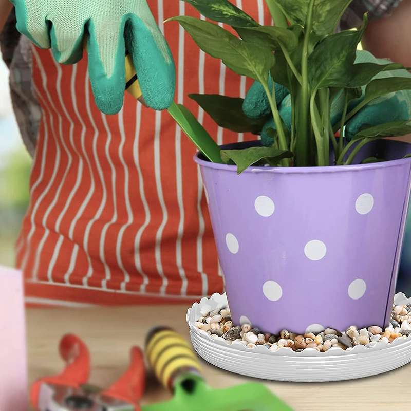 6 Pack 12inch White Round Wave Plant Saucer,for Garden&out Door Plant