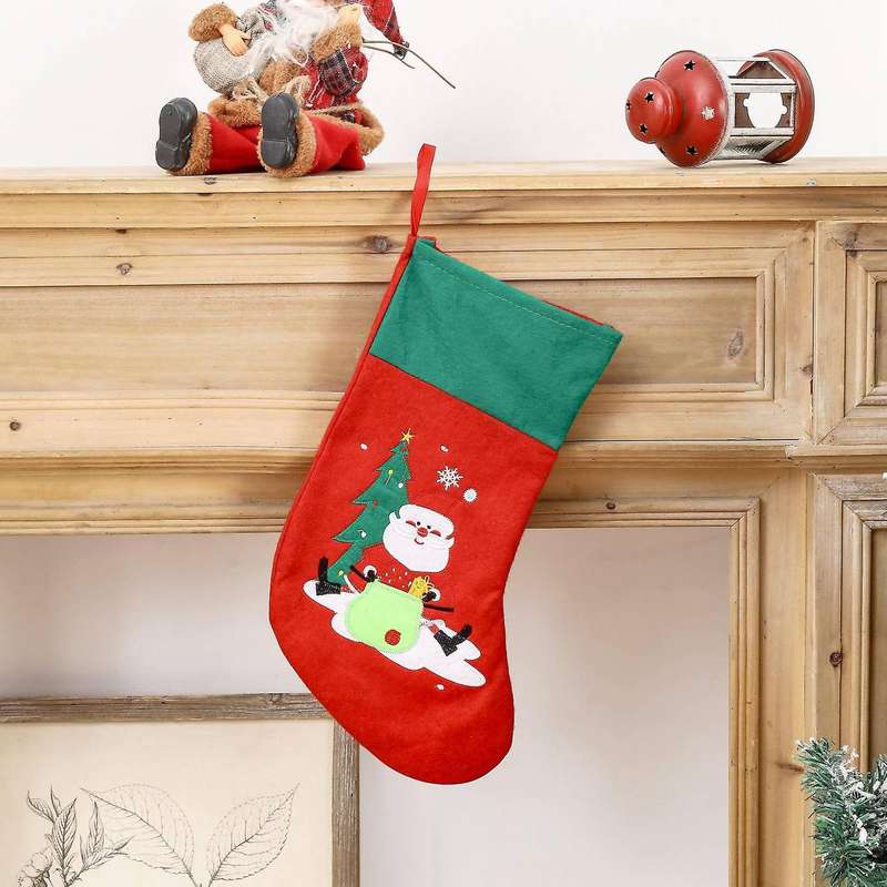 10 Pcs Santa Claus Christmas Socks Stockings Candy Gift Bags