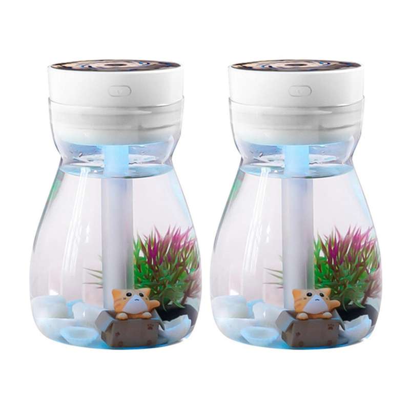 2x Cute Cool Mist Humidifier Office Air Purifier Usb Charging(white)
