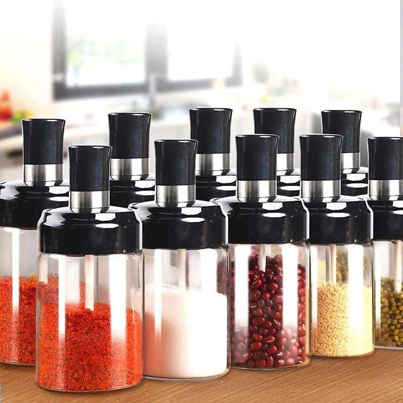 Glass Spice Jars Seasonning Box Jar Condiment Jar with Spoon Jars