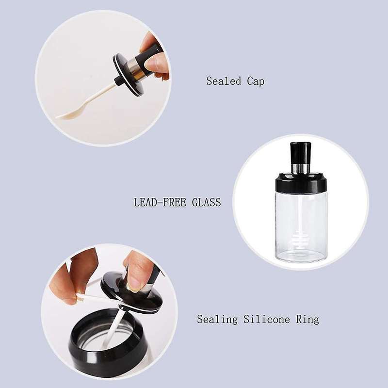 Glass Spice Jars Seasonning Box Jar Condiment Jar with Spoon Jars