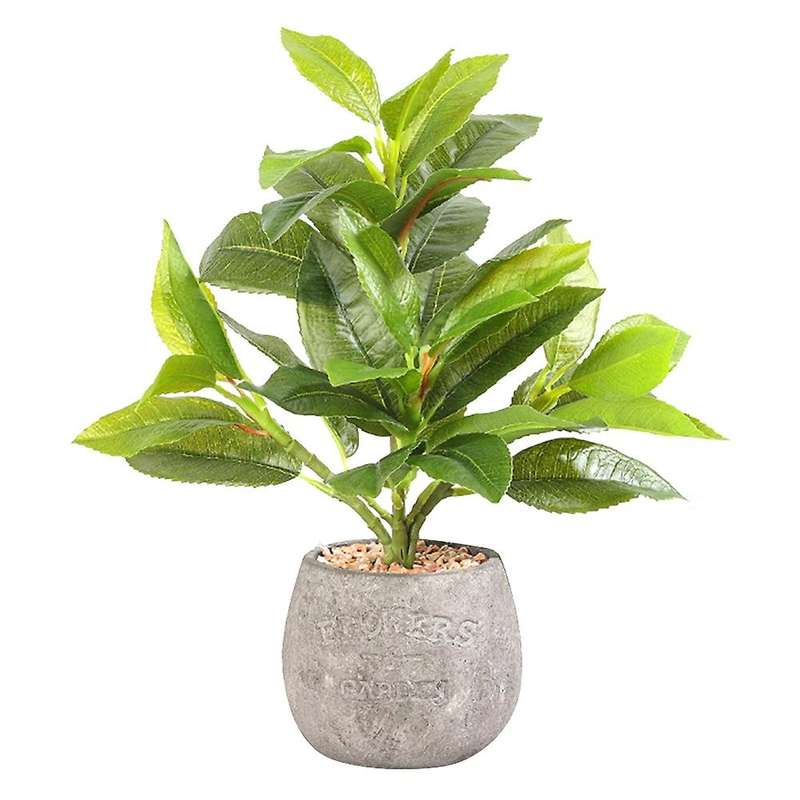 Simulation Green Plant Potted Cement Bonsai Desktop Decorations, C