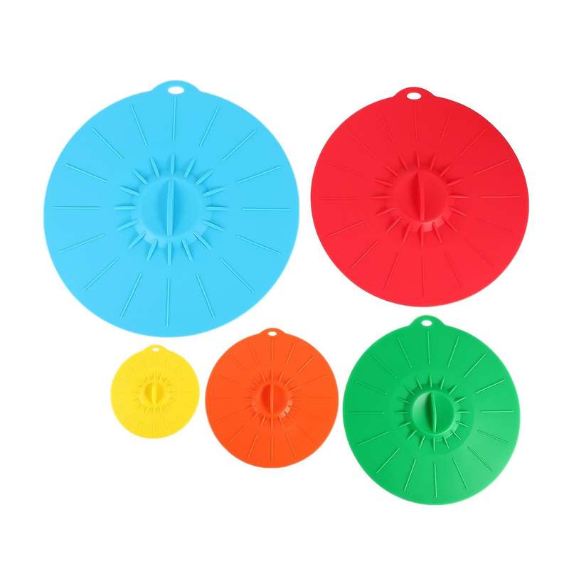 Set Of 5 Silicone Microwave Bowl Cover Cooking Pot Pan Lid Cover