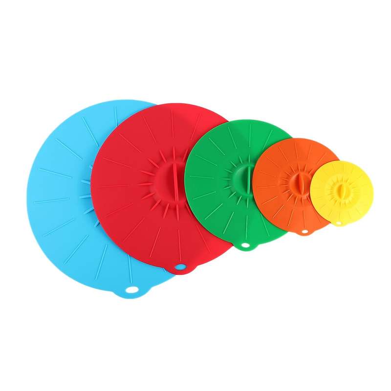 Set Of 5 Silicone Microwave Bowl Cover Cooking Pot Pan Lid Cover