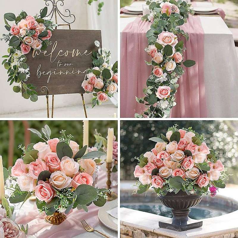 34pcs Artificial Rose Flowers,flowers Rose,eucalyptus Leaves Stems
