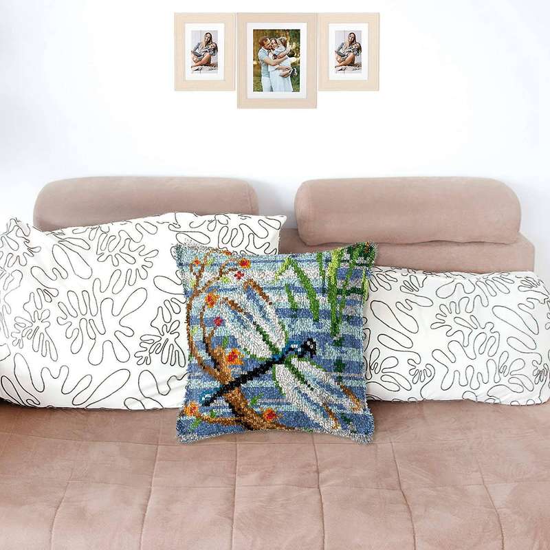 Latch Hook Pillow Kit for Adults Kids Diy Pillow Cover Dragonfly