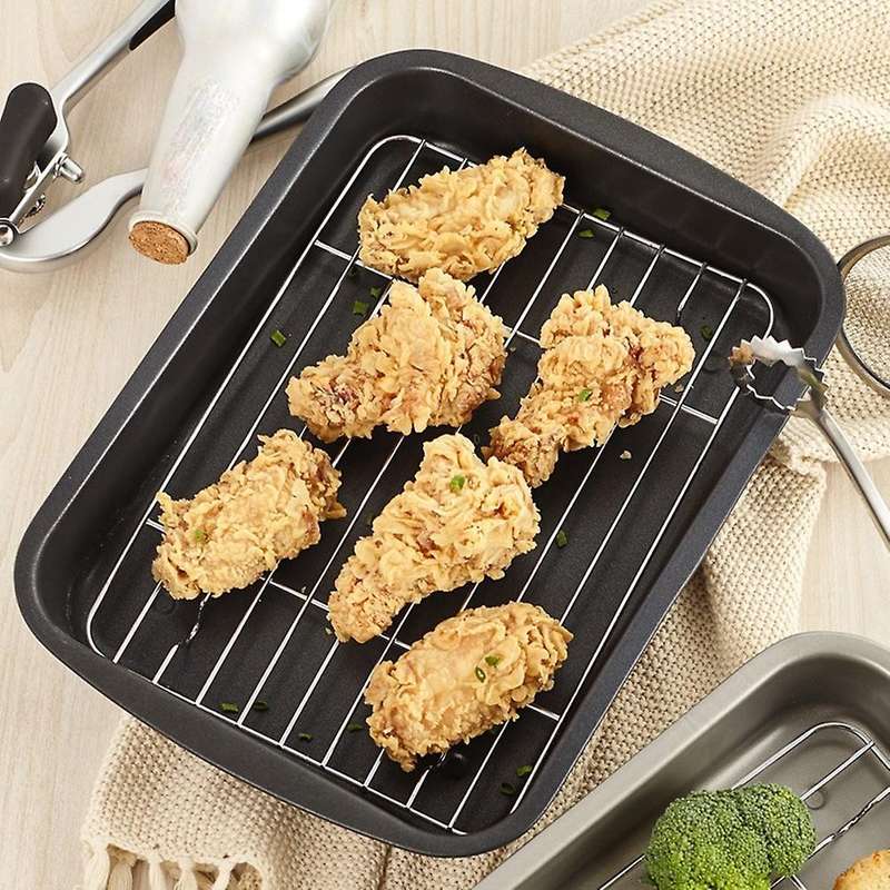 Bbq Food Pan with Oil Filter Rack Drying Tray Kitchen Supplies
