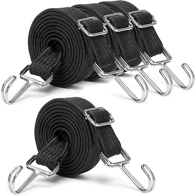 Adjustable Bungee Cords with Hooks Set,2m Long (4 Pack)