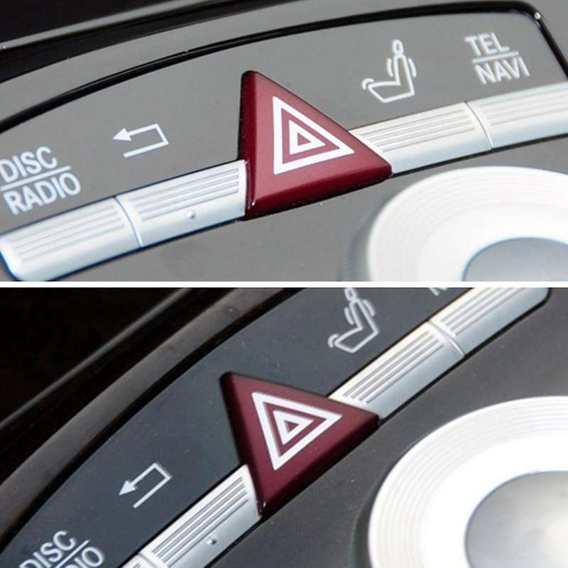 For W221 Red Hazard Light Switch Button Cover Auto Emergency Flasher