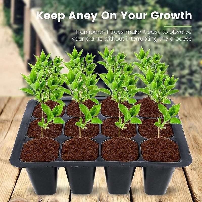 Lids 12 Cells Seed Starter Tray Plastic Seed Propagator Tray Set