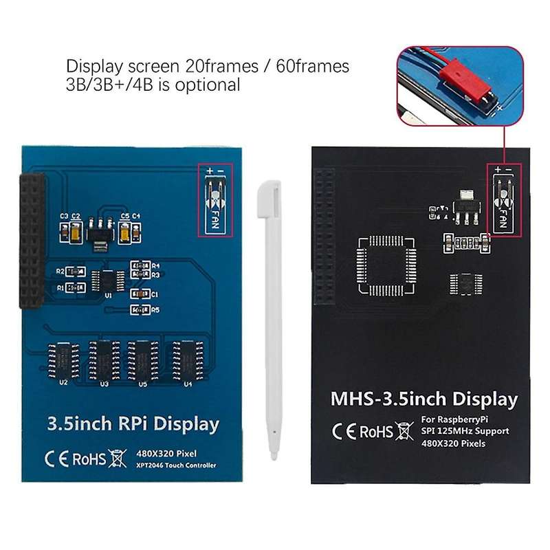 3.5 Inch Touchscreen for Raspberry Pi 4b/3b+/3b with Touchpen, Black