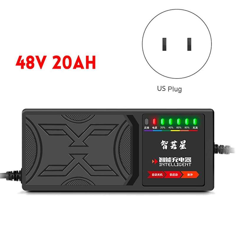48v 20ah Electric Vehicle Charger 7 Light Display Power Us Plug
