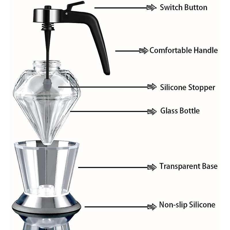 Olive Oil Dispenser Glass Bottle, for Kitchen, with Stand