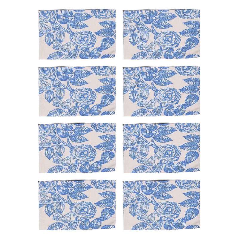 8x Blue and White China Style Cotton Linen Placemats(style 3)
