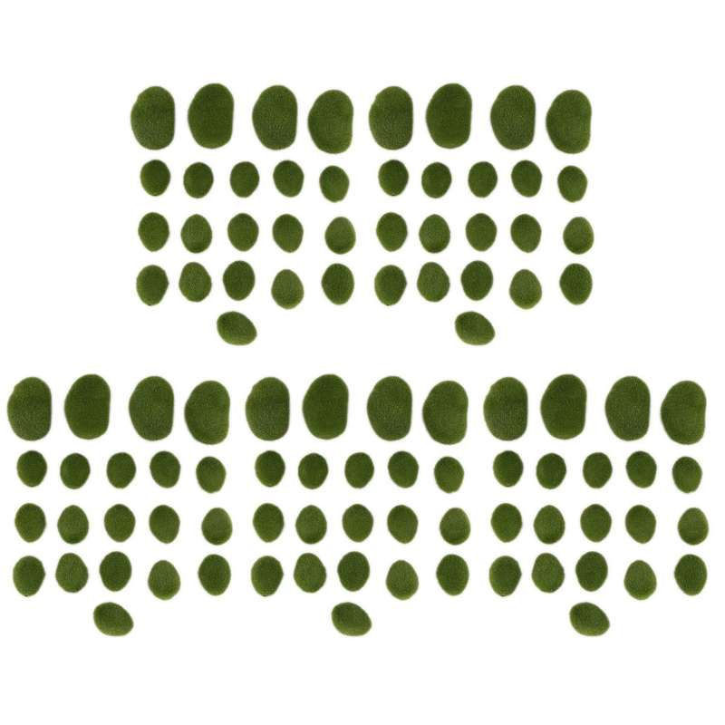 100 Pieces 2 Sizes Artificial Moss Rocks Faux Moss Covered Stones