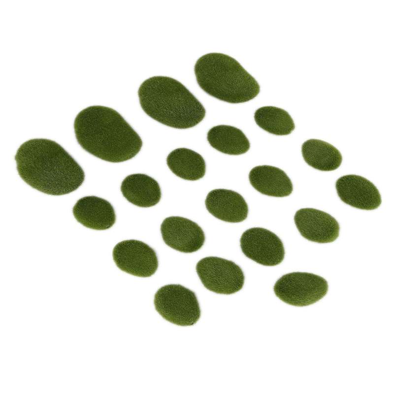 100 Pieces 2 Sizes Artificial Moss Rocks Faux Moss Covered Stones
