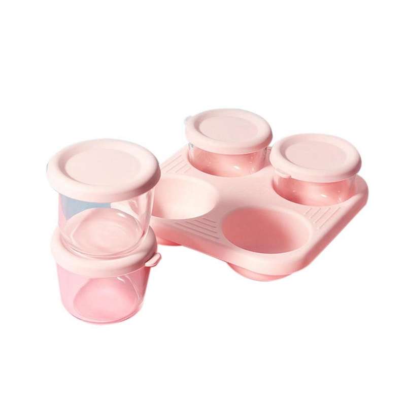 4pcs 2oz Baby Infant Glass Breast Milk Freezer Microwave Food Storage