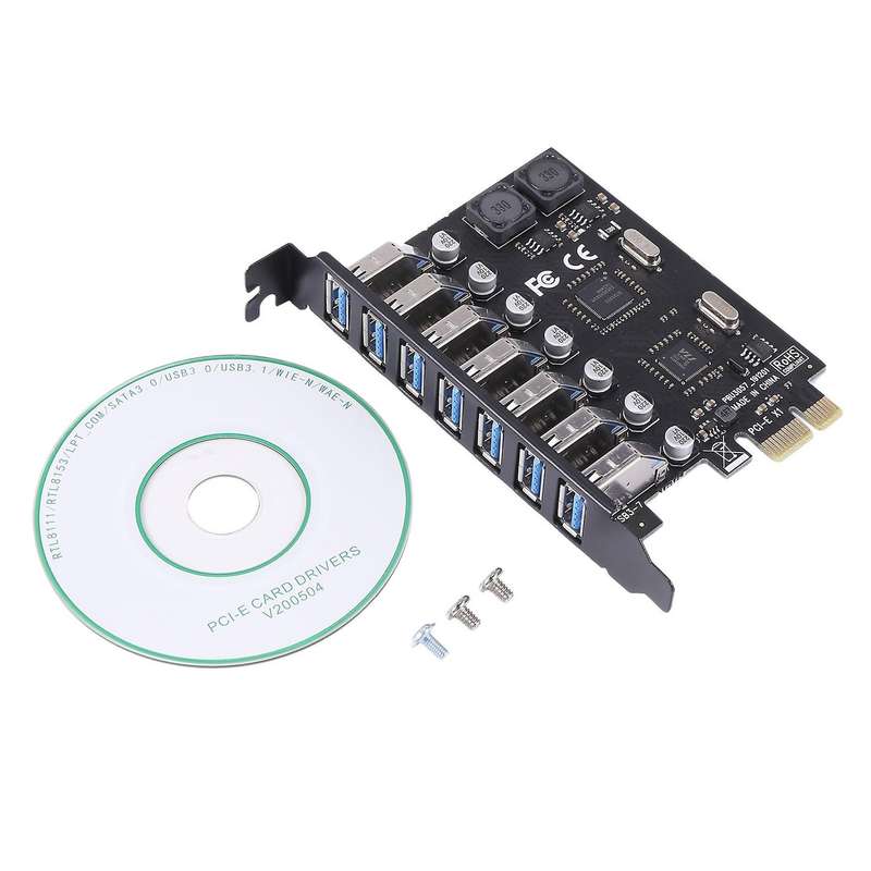 7 Ports Usb 3.0 Hub Adapter External Pci Express Card for Desktop
