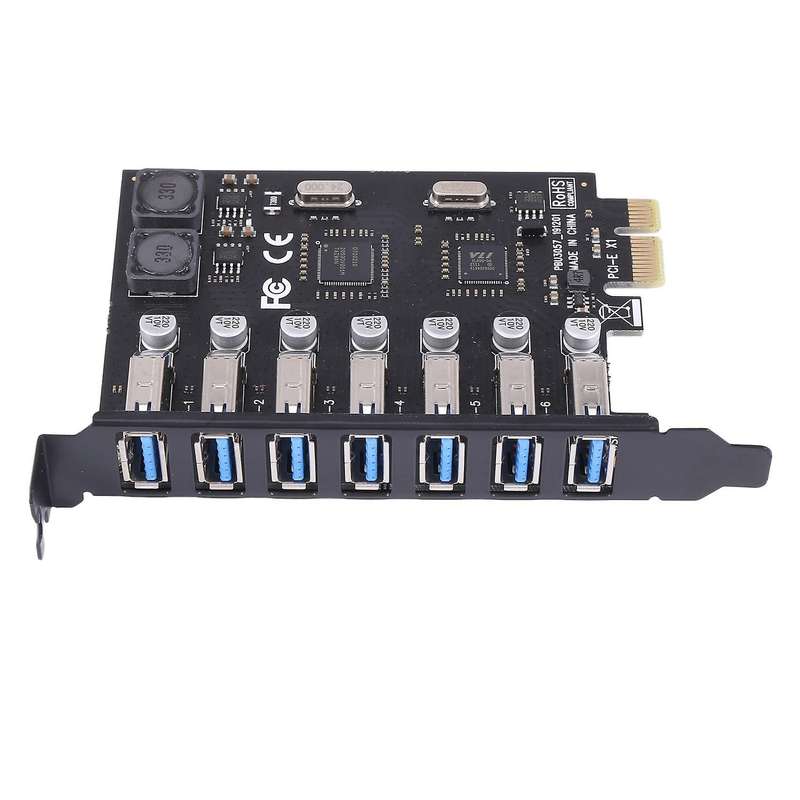 7 Ports Usb 3.0 Hub Adapter External Pci Express Card for Desktop