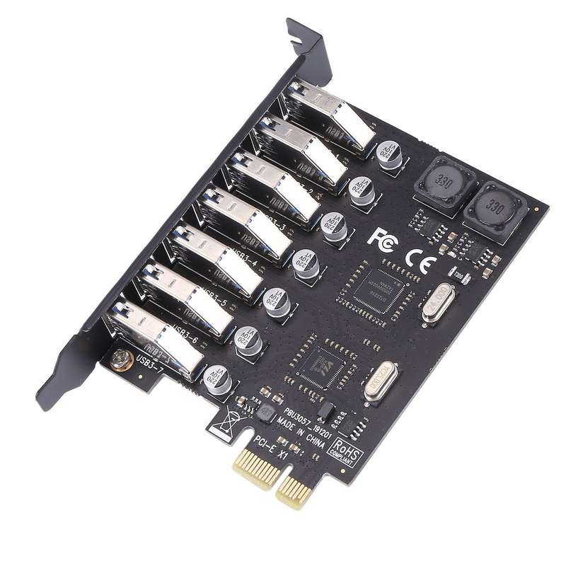 7 Ports Usb 3.0 Hub Adapter External Pci Express Card for Desktop