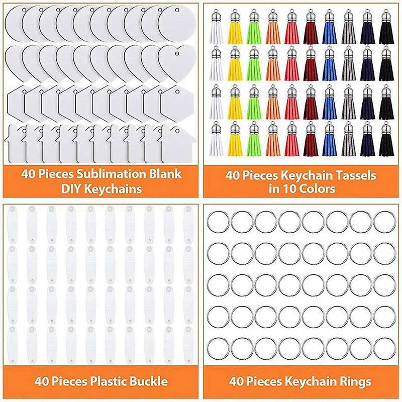 160pcs Blank Mdf Thermal Transfer Board Sublimation Keyring Keychain