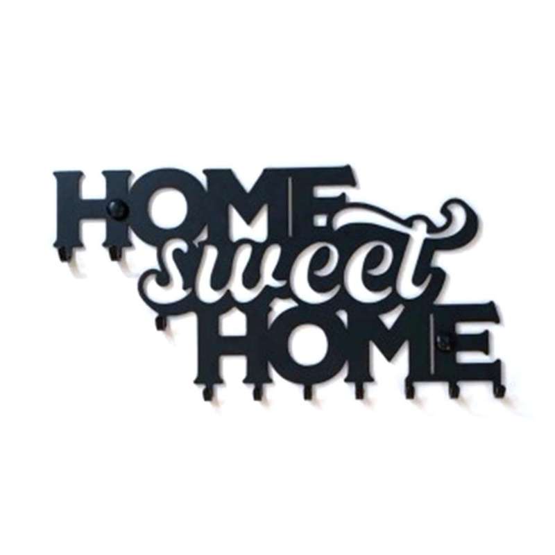 Sweet Home Black Metal Key Hook Rack for Home Wall Decor, Front Door