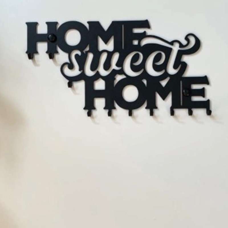 Sweet Home Black Metal Key Hook Rack for Home Wall Decor, Front Door
