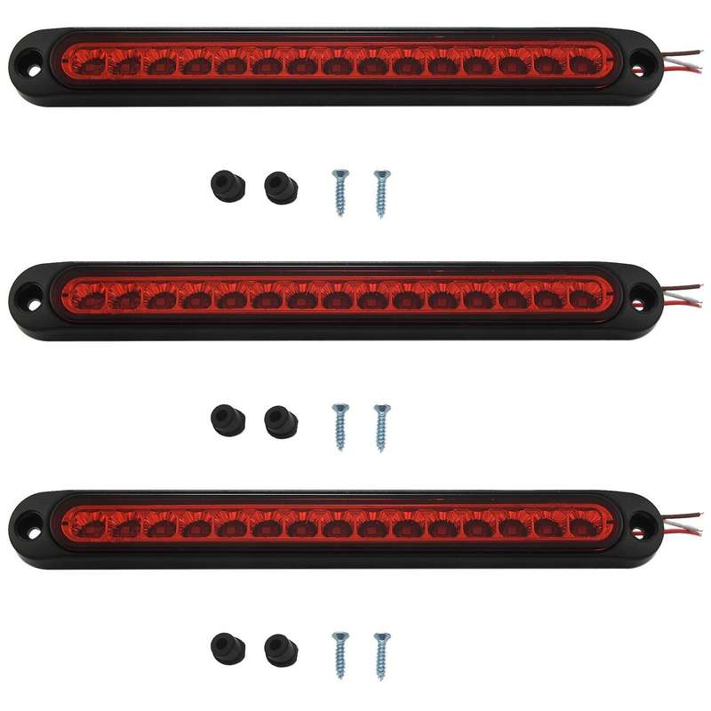10 Inch Truck & Rv Trailer Light Bar 15 Led Third Brake Lights Red