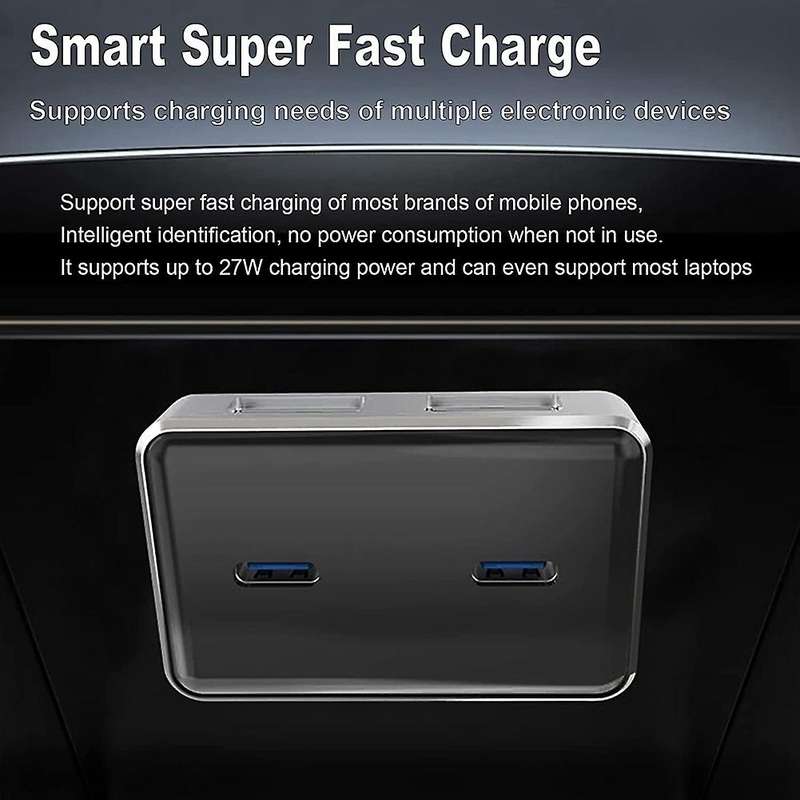 For Tesla Model 3 Y 2017-2021 4 In 1 Usb Shunt Hub Docking Station