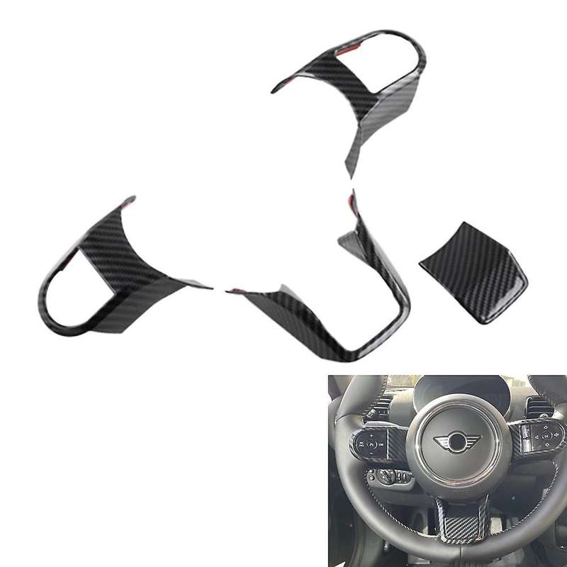 4pcs Car Carbon Fiber Steering Wheel Panel Cover Trim Decoration