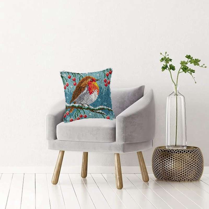 Latch Hook Pillow Kit Printed Bird Canvas Needlework Cushion Sets