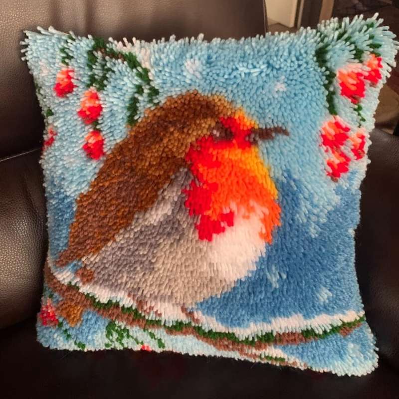 Latch Hook Pillow Kit Printed Bird Canvas Needlework Cushion Sets