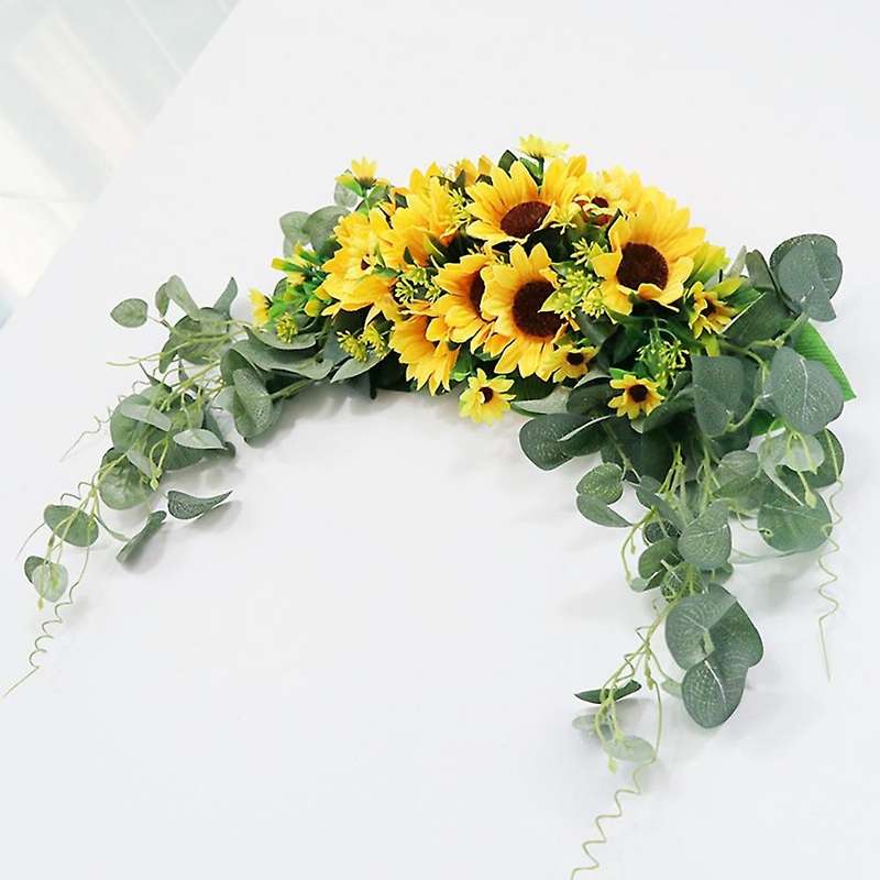 Floral Swag Artificial Flowers Sunflower Eucalyptus Wreath for Mirror