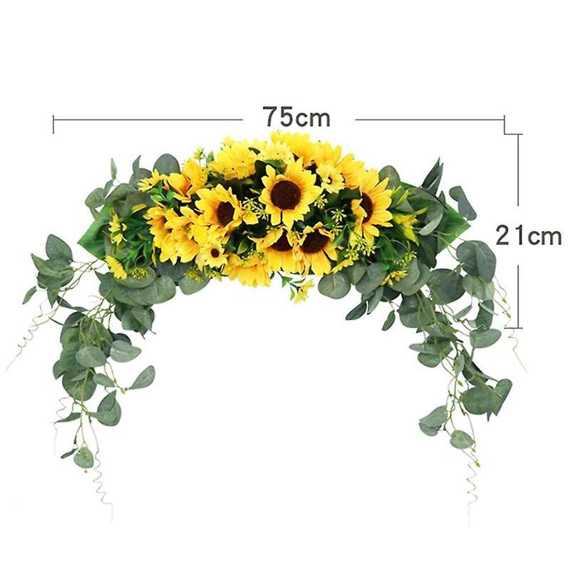 Floral Swag Artificial Flowers Sunflower Eucalyptus Wreath for Mirror