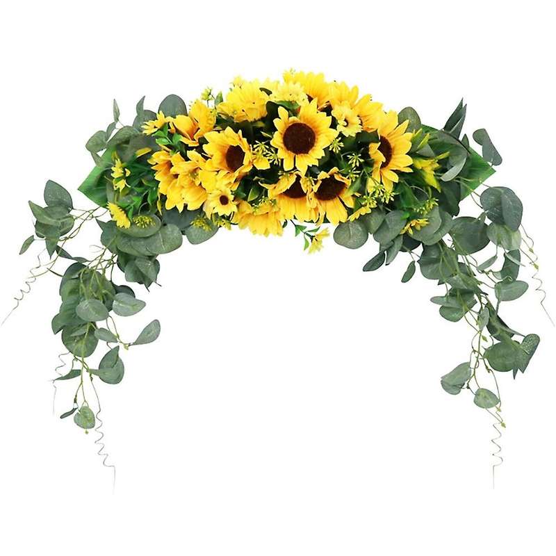 Floral Swag Artificial Flowers Sunflower Eucalyptus Wreath for Mirror