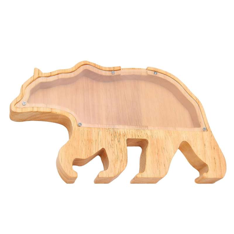 Bear Piggy Bank Pine Piggy Bank Transparent Decoration Gift 26x15cm