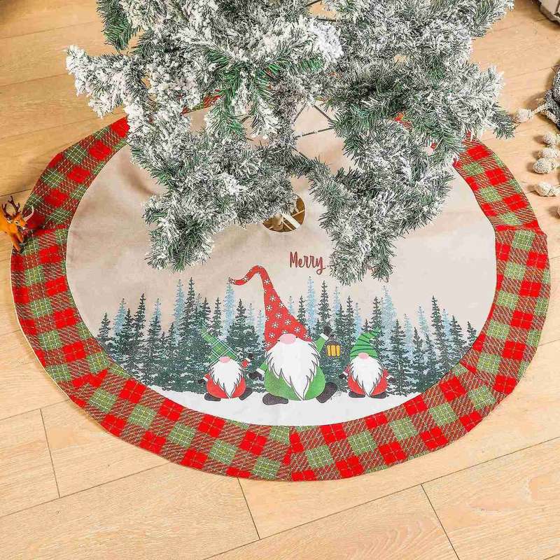 122cm Diameter Santa Claus Linen Foldable Tree Skirt Tree Border New