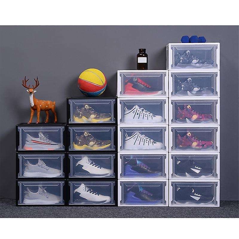 Plastic Translucent Shoe Box Multifunction Home Dust-proof Black