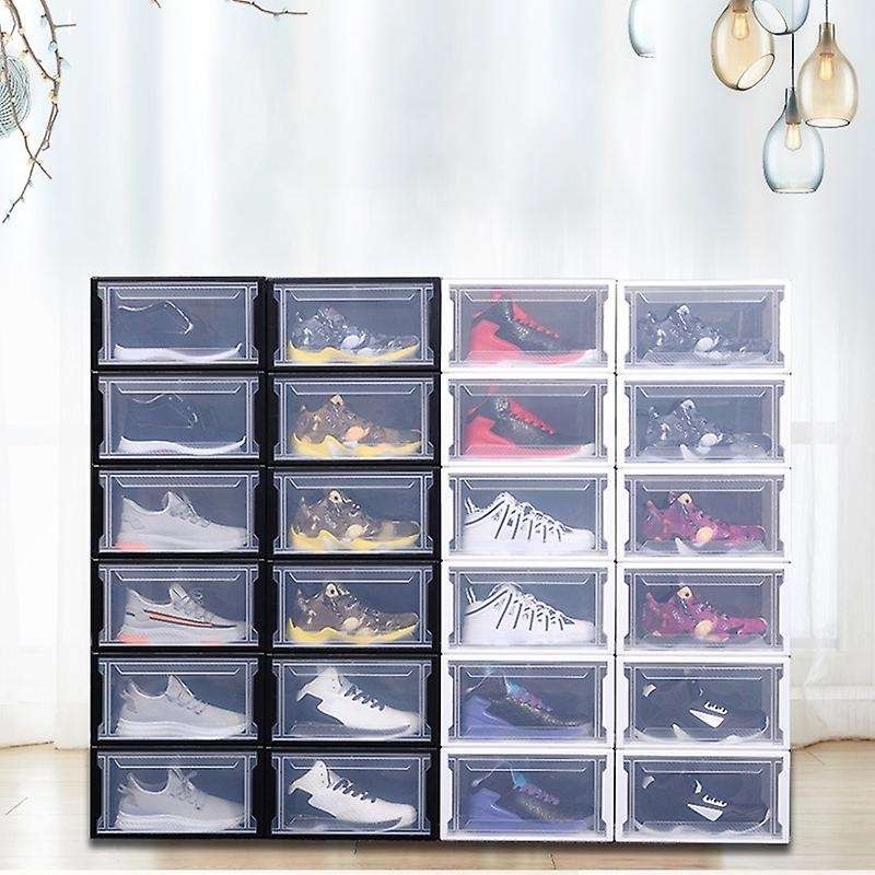 Plastic Translucent Shoe Box Multifunction Home Dust-proof Black