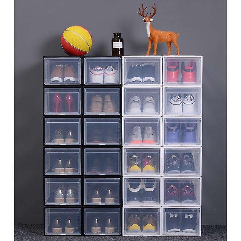 Plastic Translucent Shoe Box Multifunction Home Dust-proof Black