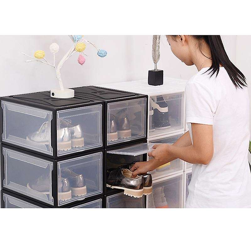 Plastic Translucent Shoe Box Multifunction Home Dust-proof Black