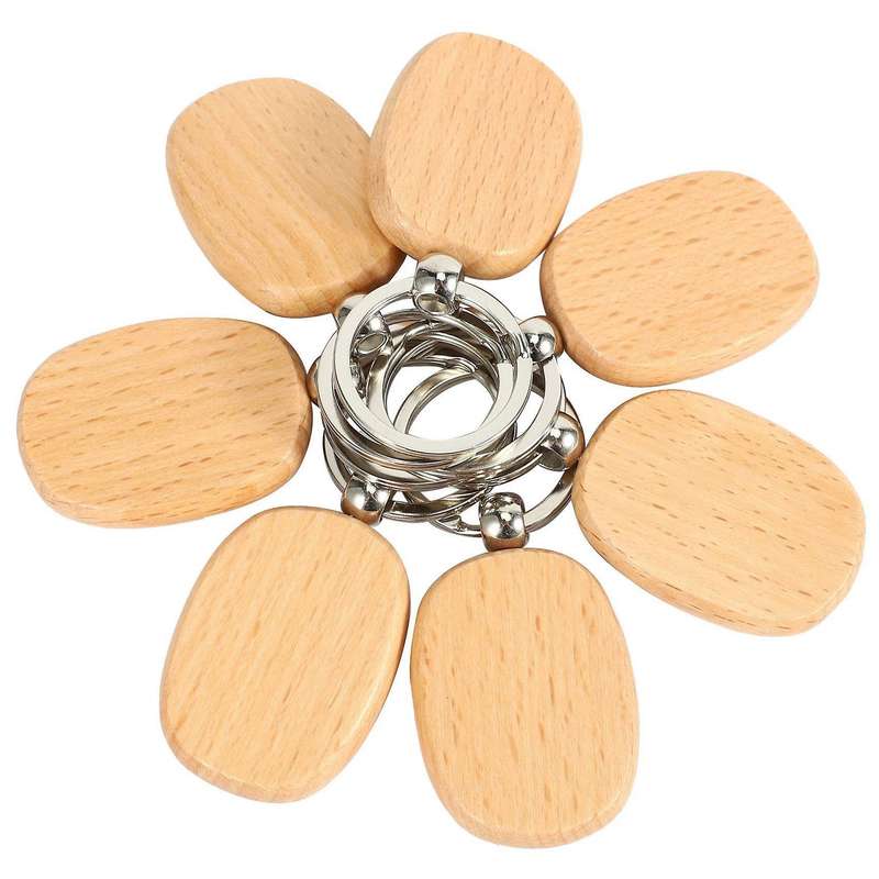 20pcs Blank Wooden Key Chain Diy Wood Keychains Yellow Oval