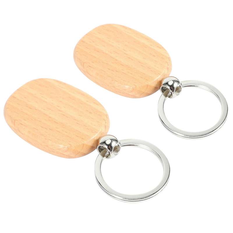 20pcs Blank Wooden Key Chain Diy Wood Keychains Yellow Oval