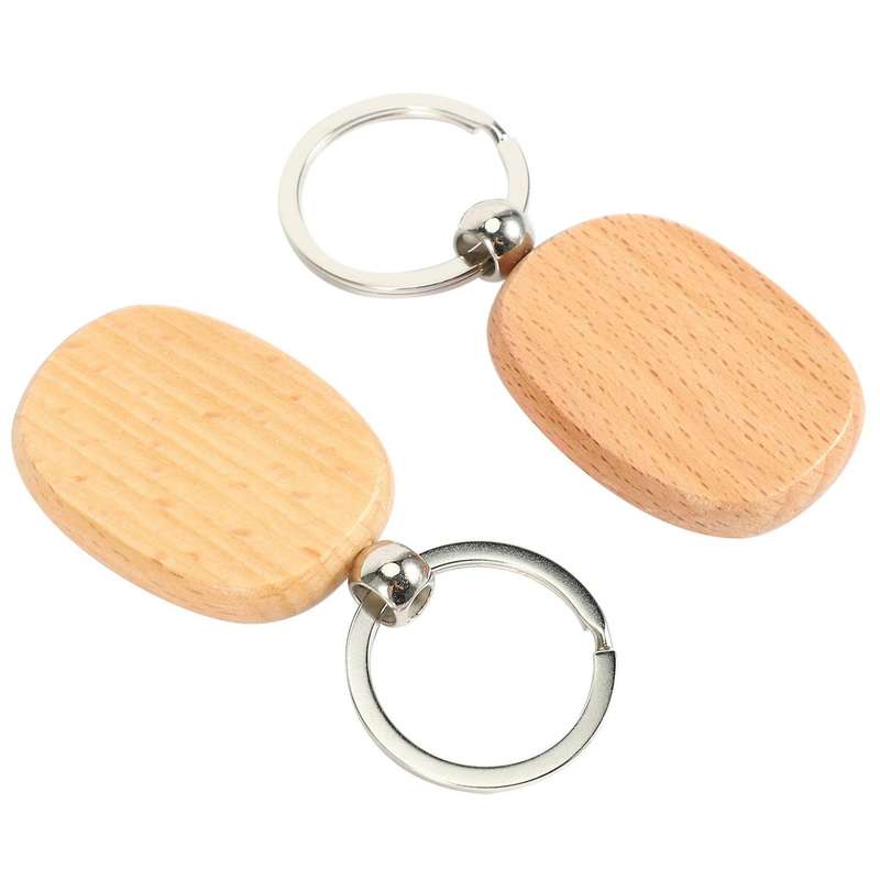20pcs Blank Wooden Key Chain Diy Wood Keychains Yellow Oval