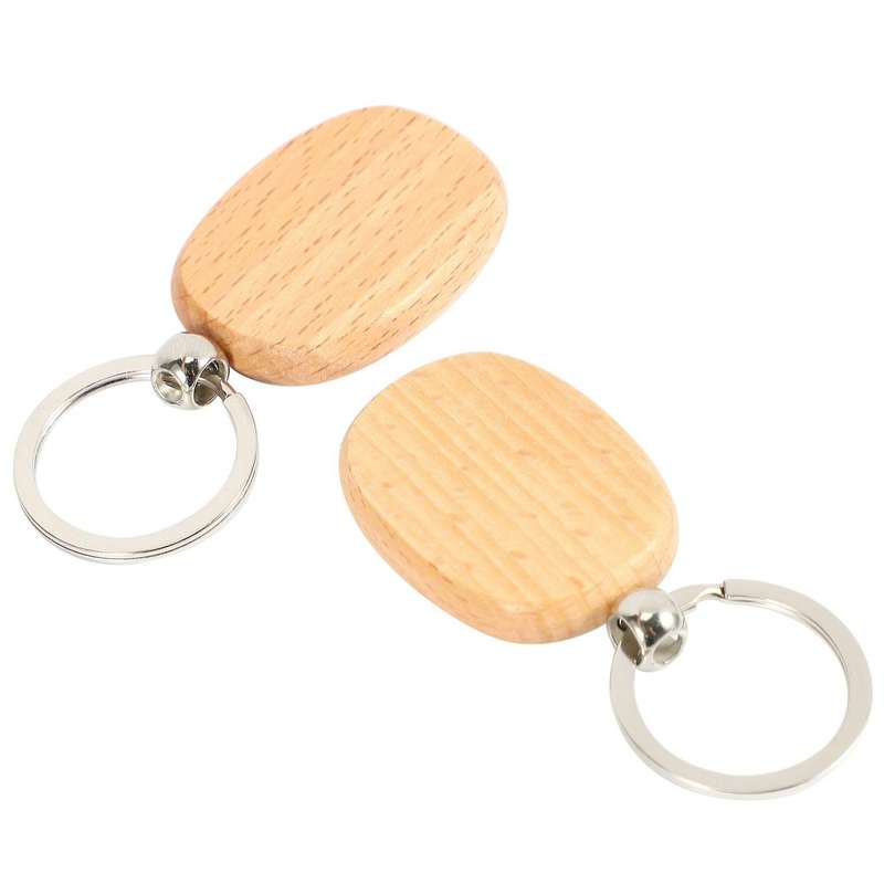 20pcs Blank Wooden Key Chain Diy Wood Keychains Yellow Oval
